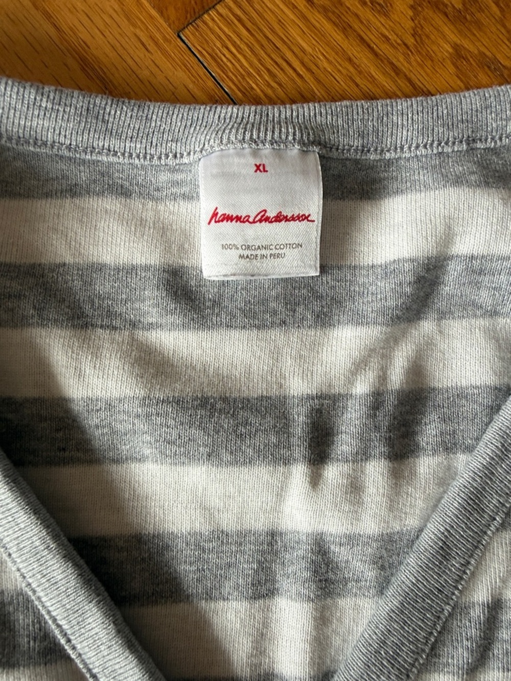 Hanna Andersson Organic Heather Gray White Striped Pajamas Adult Womens Set XL - Picture 3 of 11
